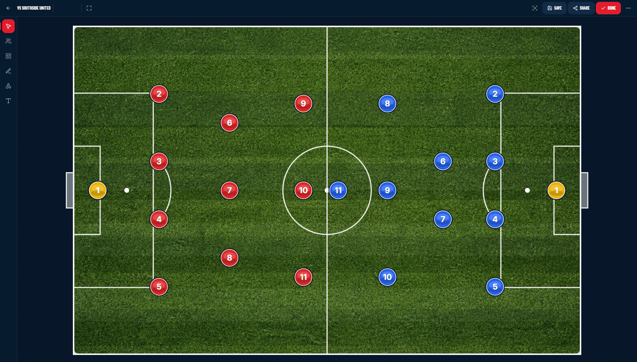 AcademyOne gameplan showing both starting formations